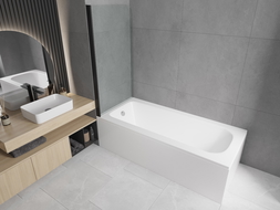 Mexen Vega obdĺžniková vaňa 180 x 80 cm s obložením a 1-krídlovým zástenom 70 cm, transparentná, čierna - 550118080X9007017000