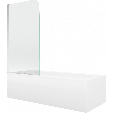 Mexen Vega obdĺžniková vaňa 180 x 80 cm s obkladom a 1-krídlovou zástěnou 75 cm, transparentná, chróm