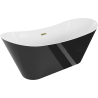Mexen Celia voľne stojaca vaňa 170 x 75 cm, biela/čierna, zlatý prepad - 52331707575-50