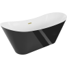 Mexen Celia voľne stojaca vaňa 170 x 75 cm, biela/čierna, prepad zlatý brúsený - 52331707575-55