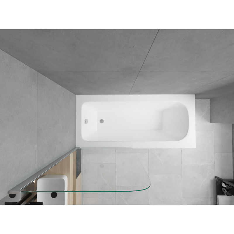 Mexen Vega obdĺžniková vaňa 180 x 80 cm s krytom a 1-krídlovým zástenom 80 cm, transparentná, chróm - 550118080X9008010100