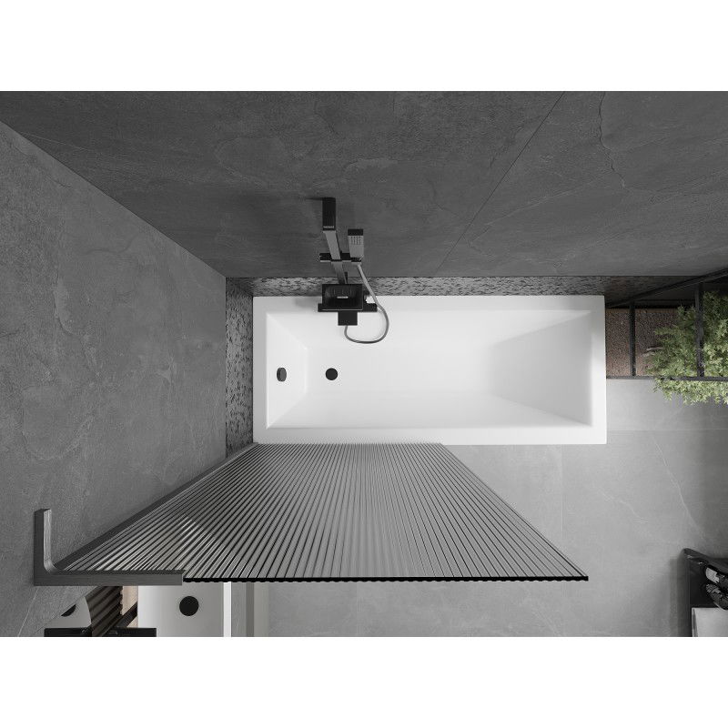 Mexen Next L vaňová zástena 1-krídlová 90 x 150 cm, prúžky, gun gray brúsená - 895-090-000-03-09-66