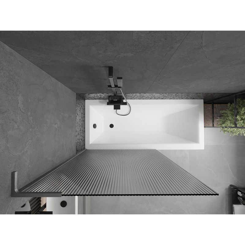 Mexen Next L vaňový paraván 1-krídlový 100 x 150 cm, prúžky, brúsená zbraňová šedá - 895-100-000-03-09-66