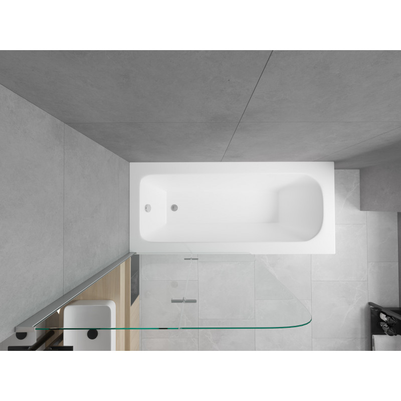 Mexen Vega pravoúhlá vaňa 180 x 80 cm s krytom a dvojdielnou zástenou 80 cm, transparentná, chrómová