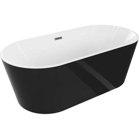 Mexen Luna voľne stojaca vaňa 160 x 75 cm, biela/čierna, prepad gun gray brúsený - 52031607575-66