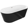 Mexen Luna voľne stojaca vaňa 150 x 75 cm, biela/čierna, prepad brúsený nikel - 52031507575-97