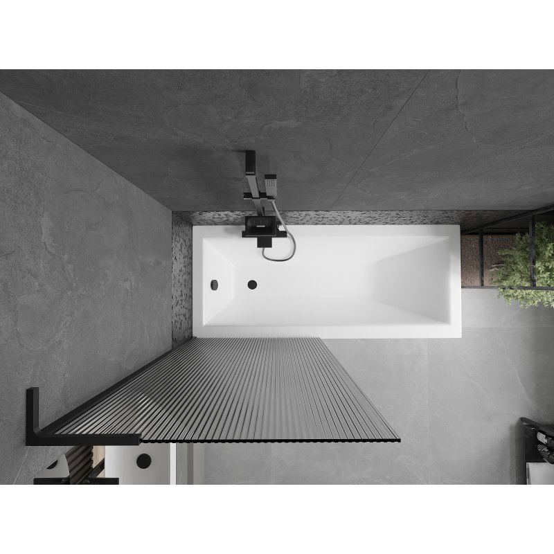 Mexen Next L vaňová zástenka 1-krídlová 80 x 150 cm, prúžky, čierna - 895-080-000-03-09-70