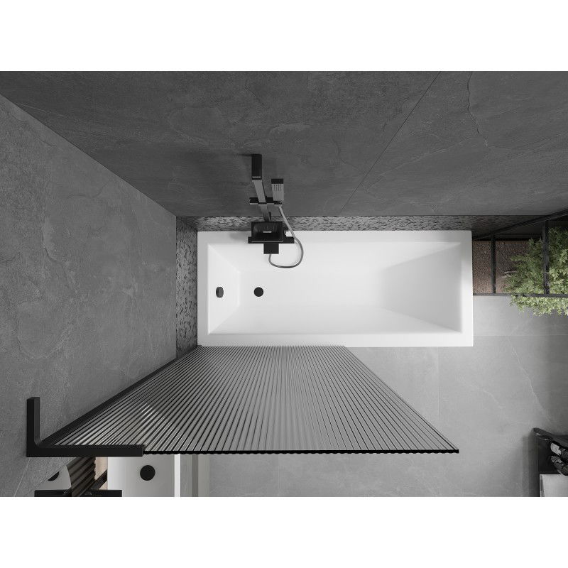 Mexen Next L vaňový paravan jednodielny 90 x 150 cm, prúžky, čierny - 895-090-000-03-09-70