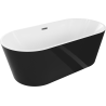 Mexen Luna voľne stojaca vaňa 150 x 75 cm, biela/čierna, prepad gun metal - 52031507575-95