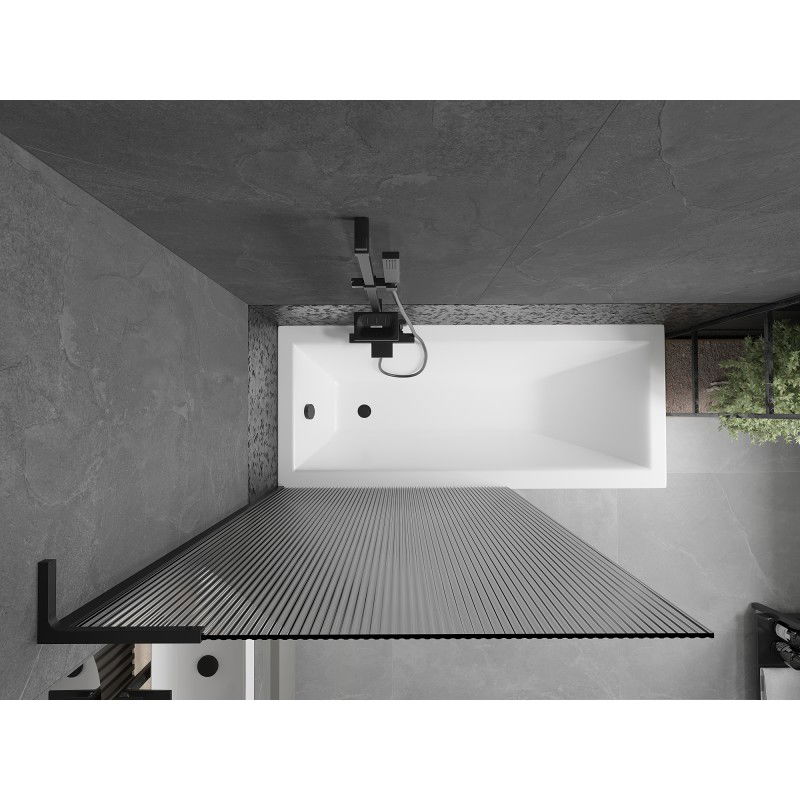 Mexen Next L vaňová zástena 1-krídlová 100 x 150 cm, prúžky, čierna - 895-100-000-03-09-70