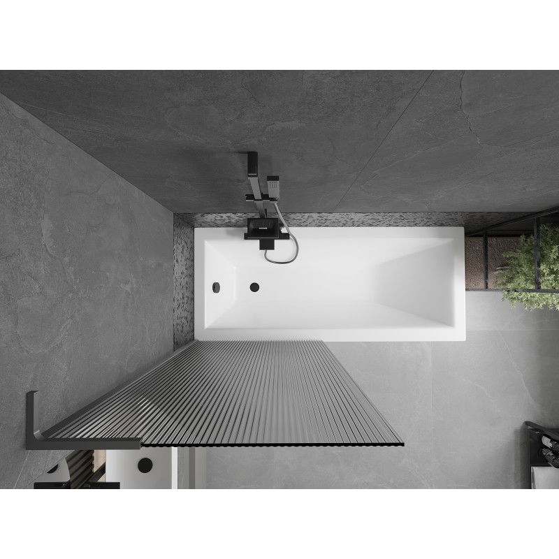 Mexen Next L vaňová zástena 1-krídlová 80 x 150 cm, prúžky, gun metal - 895-080-000-03-09-95