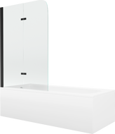 Mexen Vega obdĺžniková vaňa 180 x 80 cm s obkladom a 2-krídlovou zástenou 80 cm, transparentnéné, čierna - 550118080X9008027000