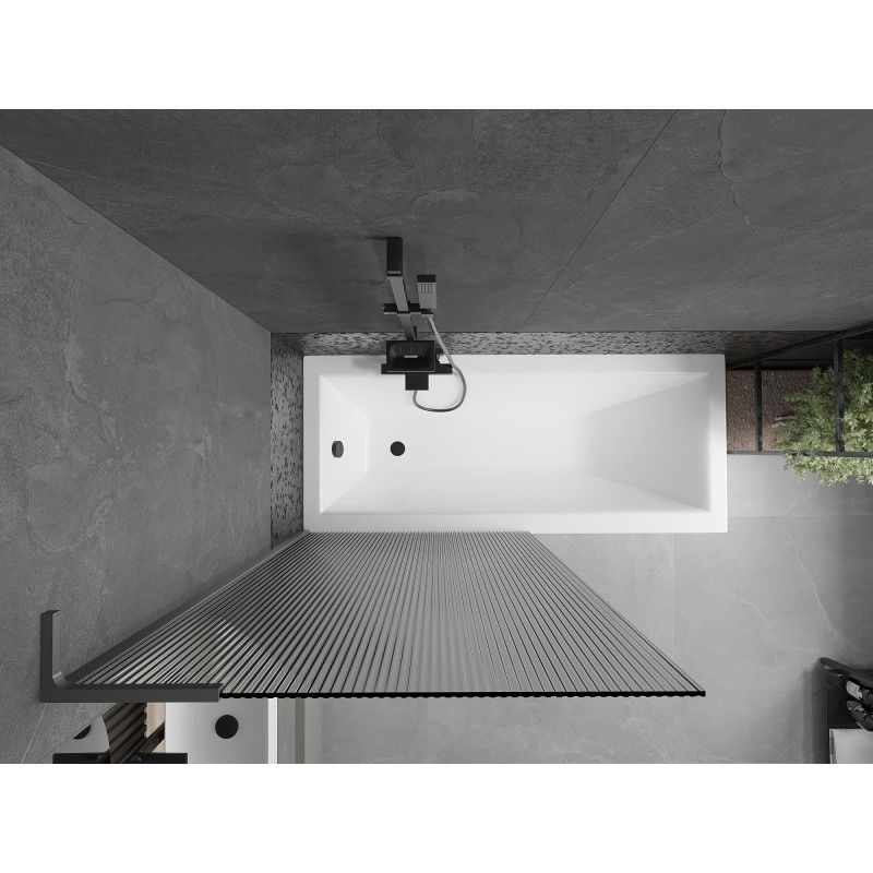 Mexen Next L vaňová zástena 1-krídlová 90 x 150 cm, prúžky, gun metal - 895-090-000-03-09-95