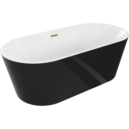 Mexen Luna voľne stojaca vaňa 170 x 80 cm, biela/čierna, preliv zlatý - 52031708075-50