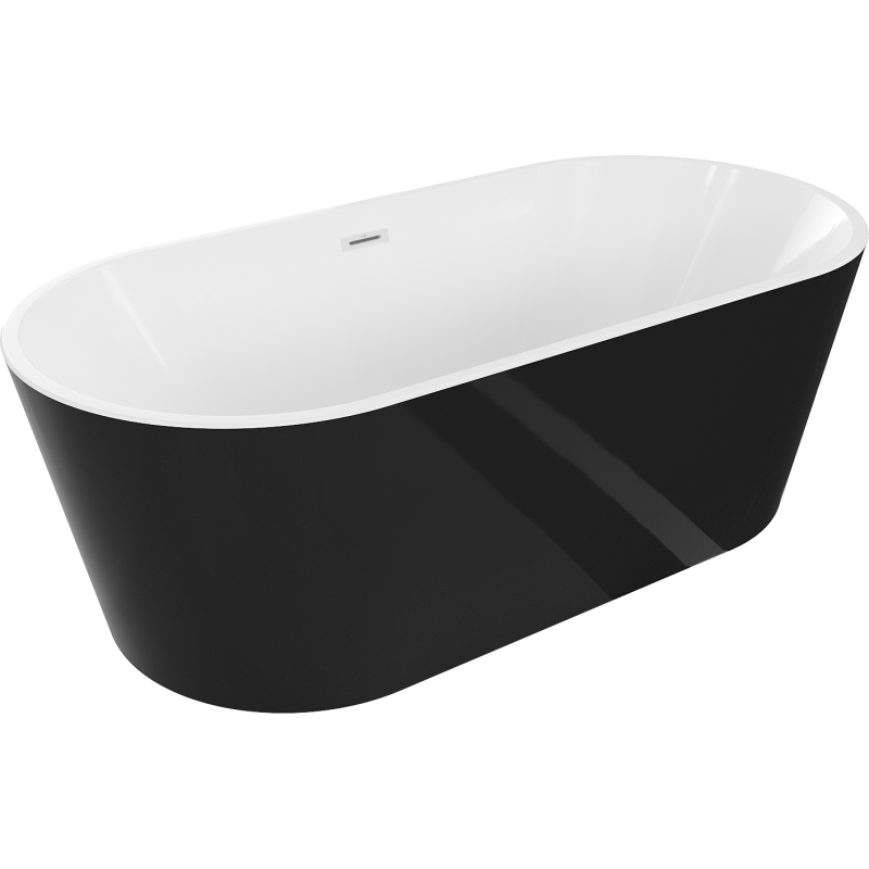 Mexen Luna voľne stojaca vaňa 180 x 80 cm, biela/čierna, biely prepad - 52031808075-20