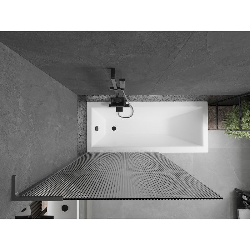 Mexen Next L vaňová zástena 1-krídlová 100 x 150 cm, prúžky, gun metal - 895-100-000-03-09-95