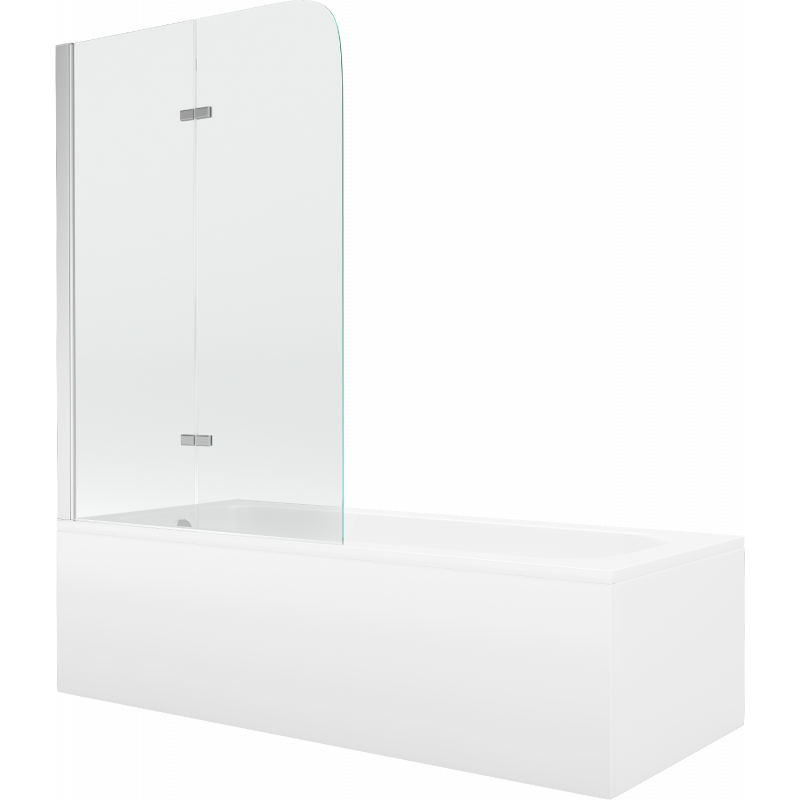 Mexen Vega obdĺžniková vaňa 180 x 80 cm s opláštením a 2-krídlovým paravánom 100 cm, transparentná, chróm - 550118080X901002010?
