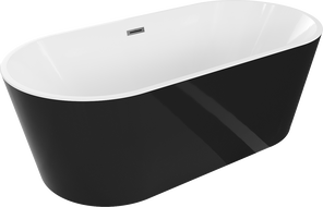 Mexen Luna voľne stojaca vaňa 180 x 80 cm, biela/čierna, prepad gun metal - 52031808075-95