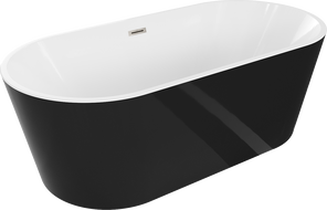 Mexen Luna voľne stojaca vaňa 180 x 80 cm, biela/čierna, prepad brúsený nikel - 52031808075-97