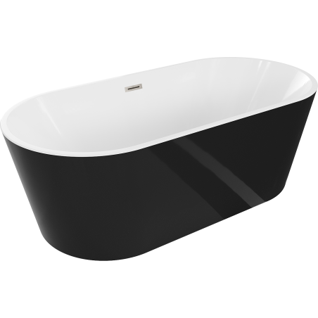 Mexen Luna voľne stojaca vaňa 170 x 80 cm, biela/čierna, prepad brúsený nikel - 52031708075-97