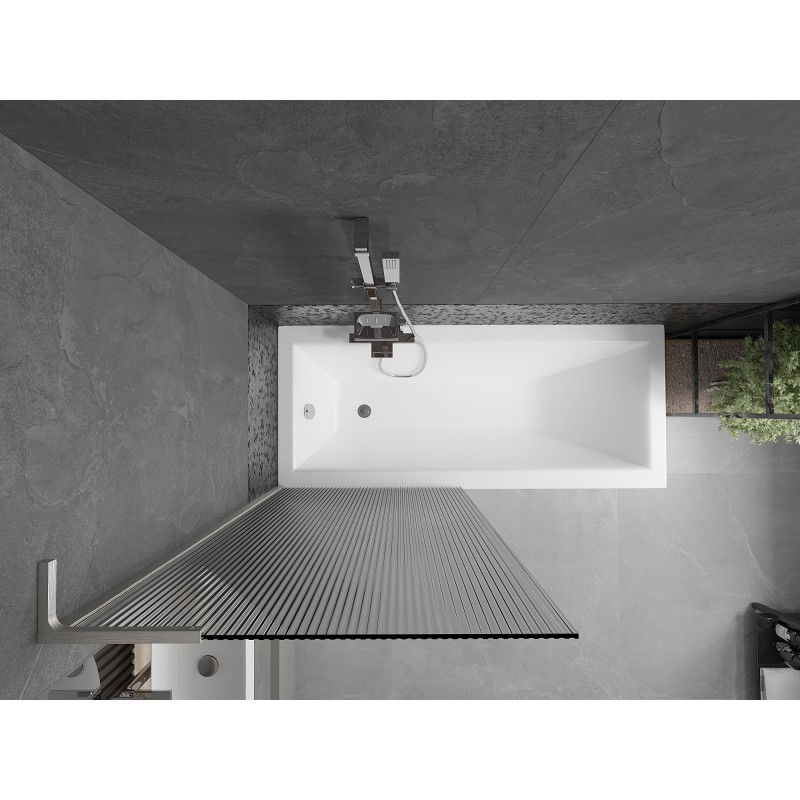 Mexen Next L vaňová zástena 1-krídlová 80 x 150 cm, pásiky, brúsený nikel - 895-080-000-03-09-97