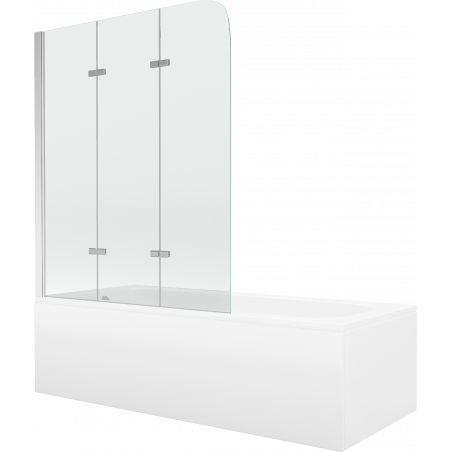 Mexen Vega obdĺžniková vaňa 180 x 80 cm s obložením a 3-krídlovými dverami 120 cm, priehľadná, chróm