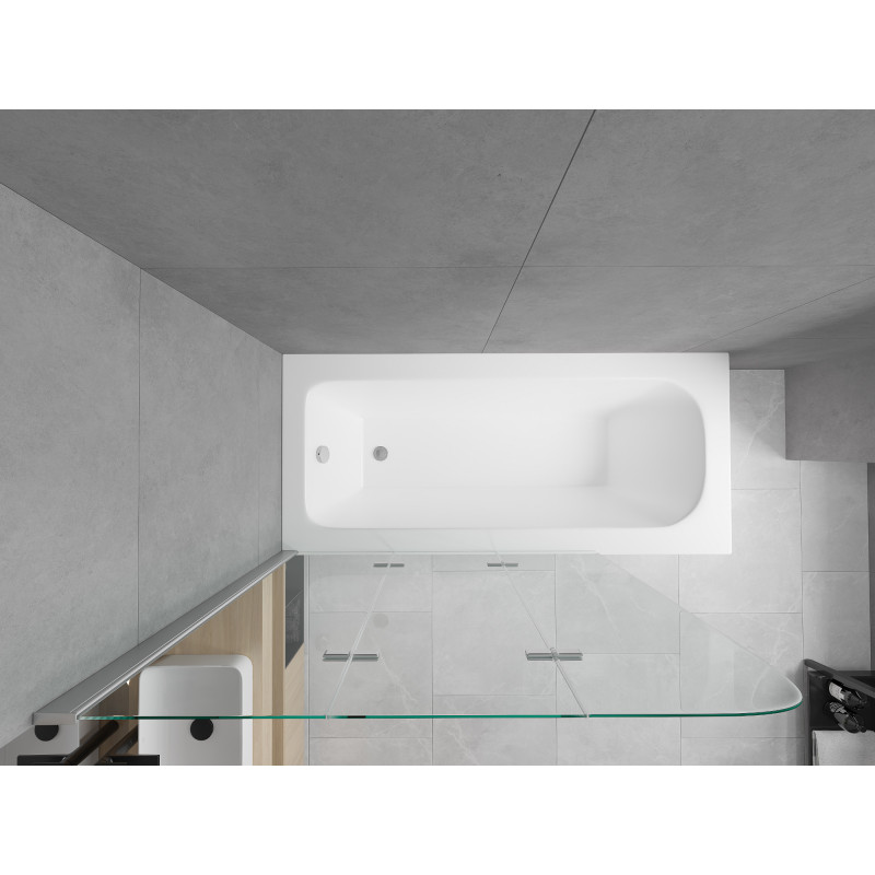 Mexen Vega obdĺžniková vaňa 180 x 80 cm s obložením a 3-krídlovými dverami 120 cm, priehľadná, chróm