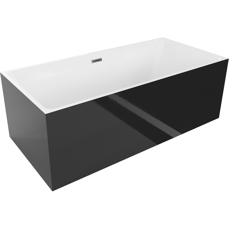 Mexen Nita samostatne stojaca vaňa 170 x 80 cm, biela/čierna, prepad gun metal - 52091708075-95