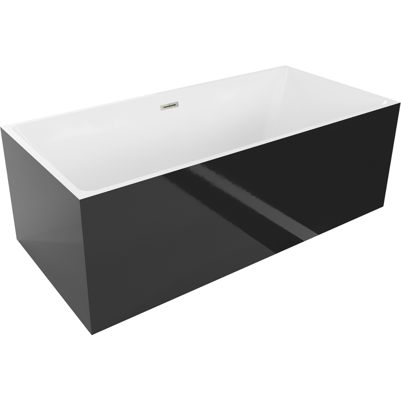 Mexen Nita voľne stojaca vaňa 170 x 80 cm, biela/čierna, prepad brúsený nikel - 52091708075-97