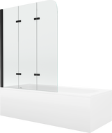 Mexen Vega obdĺžniková vaňa 180 x 80 cm s krytom a trojkrídlou zástienkou 120 cm, transparentná, čierna