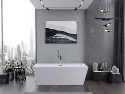 Mexen Lita samostatne stojaca vaňa 170 x 75 cm, biela, prepad zlatý - 52121707500-50