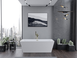 Mexen Lita voľne stojaca vaňa 170 x 75 cm, biela, preliv z kartáčovanej zlatistej - 52121707500-55