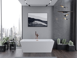 Mexen Lita voľne stojaca vaňa 170 x 75 cm, biela, odtok ružové zlato - 52121707500-60