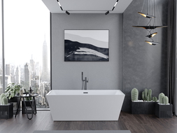 Mexen Lita voľne stojaca vaňa 170 x 75 cm, biela, prepad gun gray kefovaný - 52121707500-66