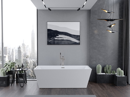 Mexen Lita voľne stojaca vaňa 170 x 75 cm, biela, prepad brúsený nikel - 52121707500-97