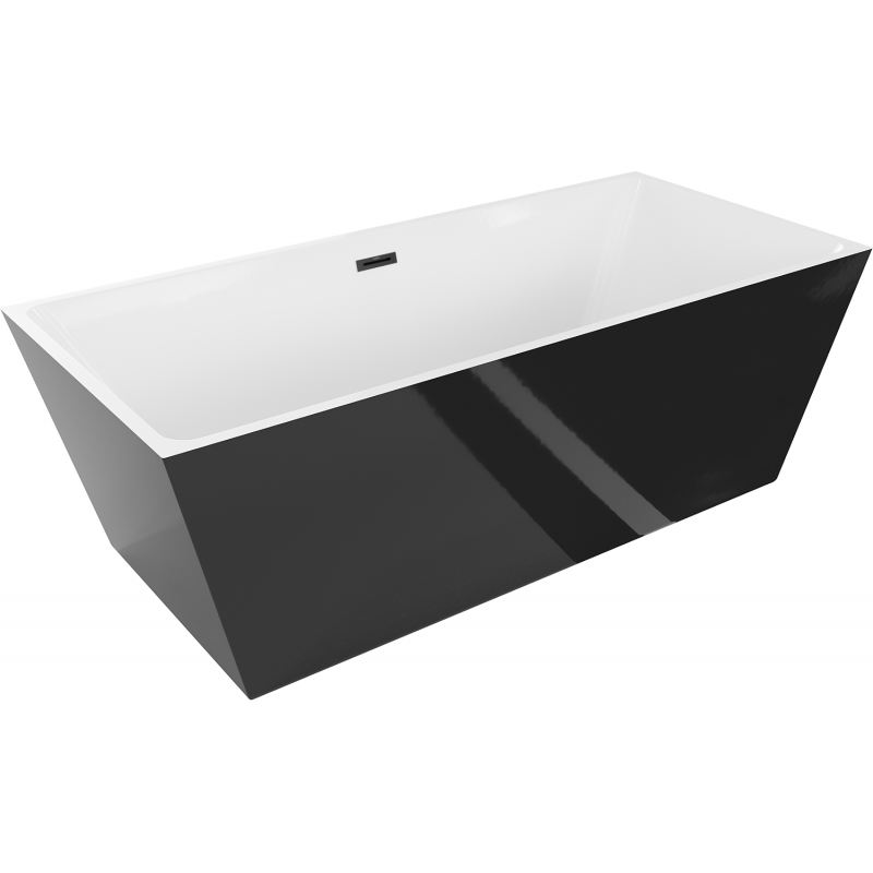 Mexen Lita voľne stojaca vaňa 170 x 75 cm, biela/čierna, čierne preliv - 52121707575-70