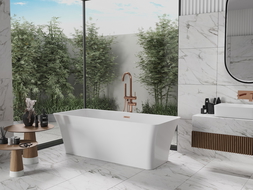 Mexen Tonia voľne stojaca vaňa 170 x 75 cm, biela, prepadová meď kartáčovaná - 52171707500-65