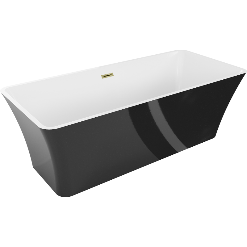 Mexen Tonia voľne stojaca vaňa 170 x 75 cm, biela/čierna, prepad zlatý - 52171707575-50