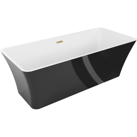 Mexen Tonia voľne stojaca vaňa 170 x 75 cm, biela/čierna, prepad zlatý kartáčovaný - 52171707575-55
