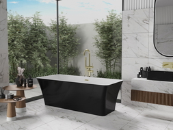 Mexen Tonia voľne stojaca vaňa 170 x 75 cm, biela/čierna, prepad zlatý kartáčovaný - 52171707575-55