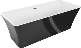 Mexen Tonia voľne stojaca vaňa 170 x 75 cm, biela/čierna, prepad brúsený nikel - 52171707575-97