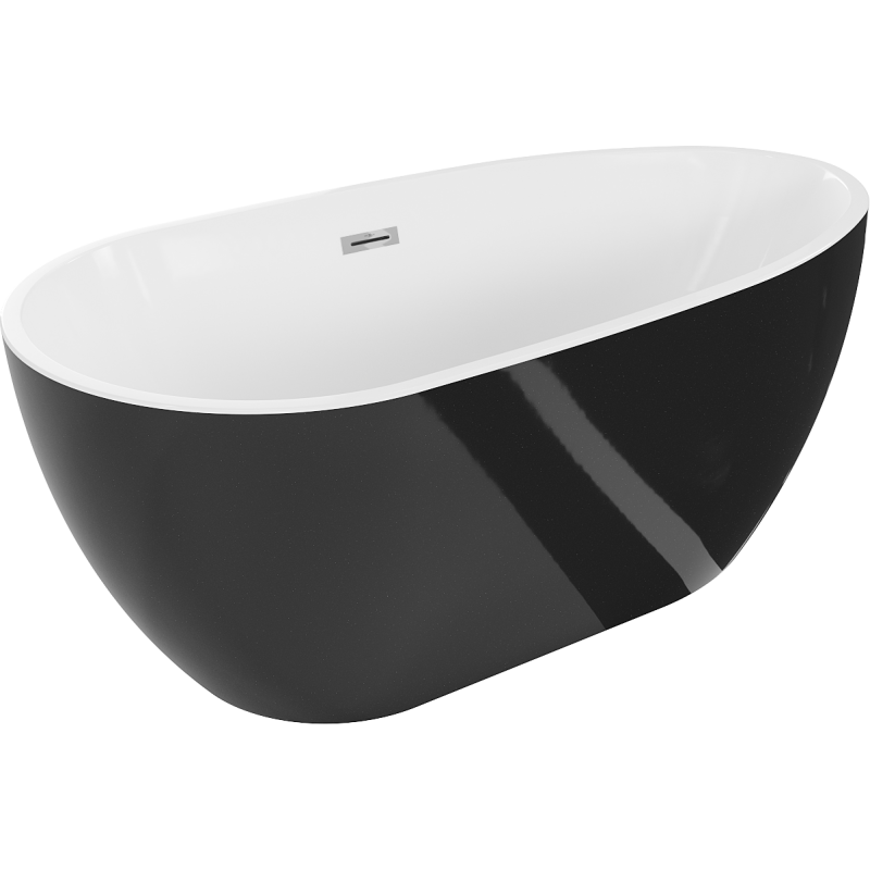 Mexen Eos voľne stojaca vaňa 150 x 75 cm, biela/čierna, prepad chróm - 52471507575-01