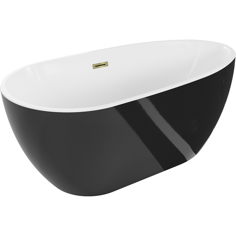 Mexen Eos voľne stojaca vaňa 150 x 75 cm, biela/čierna, prepad zlatý - 52471507575-50