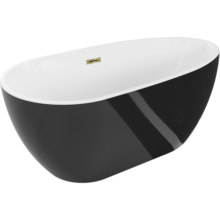 Mexen Eos voľne stojaca vaňa 150 x 75 cm, biela/čierna, prepad zlatý - 52471507575-50