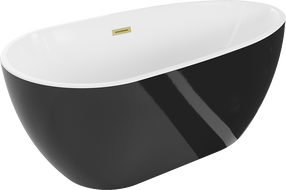 Mexen Eos voľne stojaca vaňa 170 x 75 cm, biela/čierna, prepad zlatý kartáčovaný - 52471707575-55