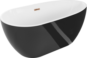 Mexen Eos voľne stojaca vaňa 170 x 75 cm, biela/čierna, prepad ružové zlato - 52471707575-60