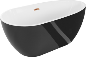 Mexen Eos voľne stojaca vaňa 170 x 75 cm, biela/čierna, prepad meď brúsená - 52471707575-65
