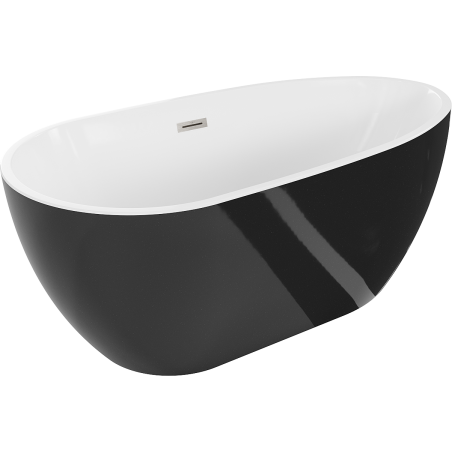 Mexen Eos voľne stojaca vaňa 170 x 75 cm, biela/čierna, preliv brúsený nikel - 52471707575-97