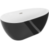 Mexen Eos voľne stojaca vaňa 170 x 75 cm, biela/čierna, preliv brúsený nikel - 52471707575-97