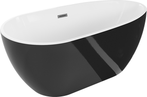 Mexen Eos voľne stojaca vaňa 170 x 75 cm, biela/čierna, prepad gun gray kartáčovaný - 52471707575-66